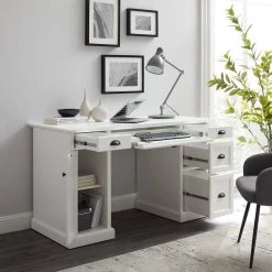 Shoreline 54 in. Rectangular White Writing Desk by CROSLEY FURNITURE -Deals CROSLEY FURNITURE Store white crosley furniture computer desks kf65006wh 77 1000
