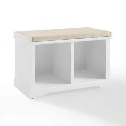 Anderson 18 in. White Storage Bench with Cushion by CROSLEY FURNITURE -Deals CROSLEY FURNITURE Store white crosley furniture dining benches cf6031 wh 44 1000