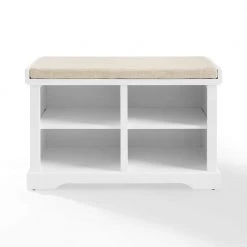 Anderson 18 in. White Storage Bench with Cushion by CROSLEY FURNITURE -Deals CROSLEY FURNITURE Store white crosley furniture dining benches cf6031 wh c3 1000
