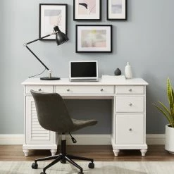 54 in. Rectangular White 5 Drawer Executive Desk with Keyboard Tray by CROSLEY FURNITURE -Deals CROSLEY FURNITURE Store white crosley furniture executive desks cf6507 wh 31 1000