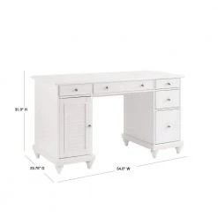 54 in. Rectangular White 5 Drawer Executive Desk with Keyboard Tray by CROSLEY FURNITURE -Deals CROSLEY FURNITURE Store white crosley furniture executive desks cf6507 wh 40 1000