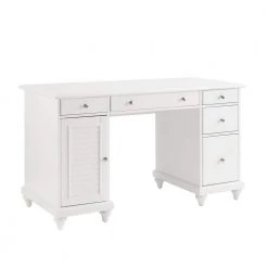 54 in. Rectangular White 5 Drawer Executive Desk with Keyboard Tray by CROSLEY FURNITURE