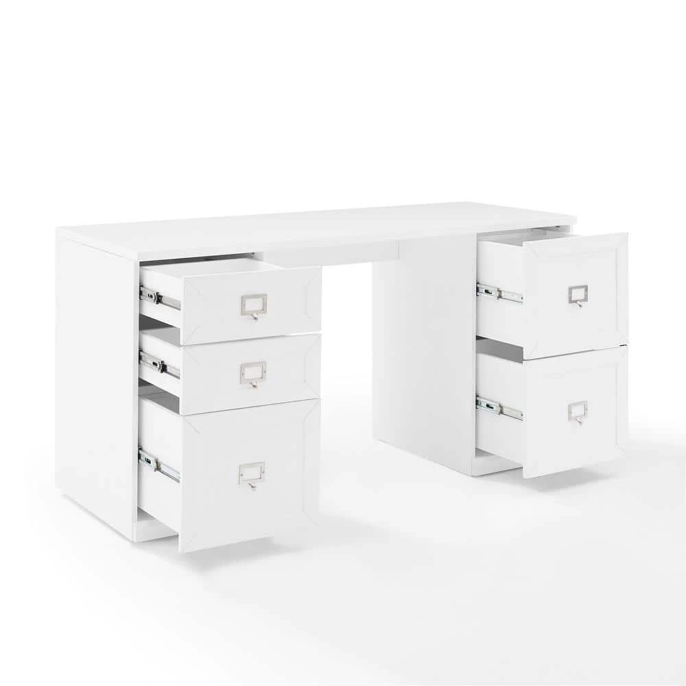 Harper 60 in. Rectangular White Executive Desk with File Cabinet by CROSLEY FURNITURE 7 Harper 60 in. Rectangular White Executive Desk with File Cabinet by CROSLEY FURNITURE - Image 5