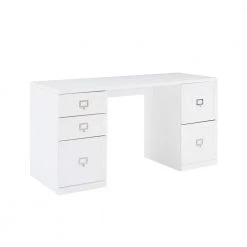 Harper 60 in. Rectangular White Executive Desk with File Cabinet by CROSLEY FURNITURE