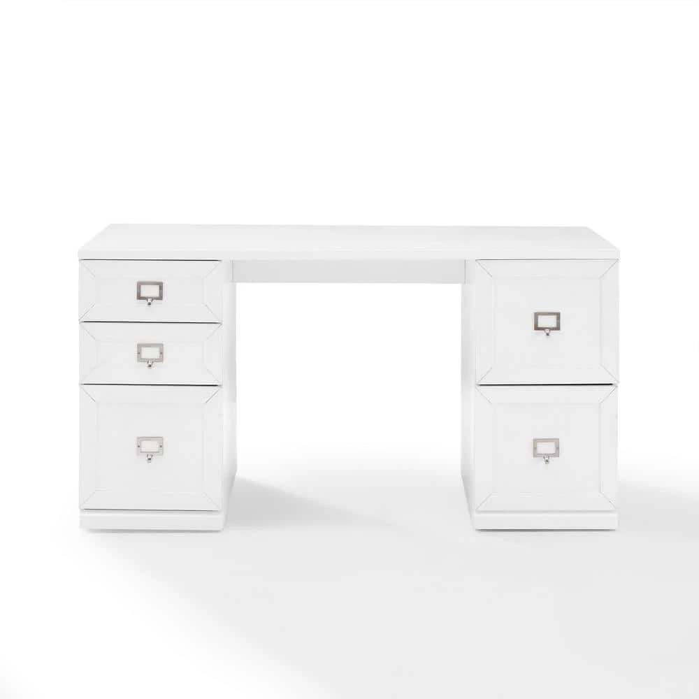 Harper 60 in. Rectangular White Executive Desk with File Cabinet by CROSLEY FURNITURE 6 Harper 60 in. Rectangular White Executive Desk with File Cabinet by CROSLEY FURNITURE - Image 4