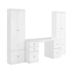 Harper 106 in. Rectangular White Executive Desk with Storage Cabinets by CROSLEY FURNITURE