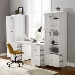 Harper 106 in. Rectangular White Executive Desk with Storage Cabinets by CROSLEY FURNITURE -Deals CROSLEY FURNITURE Store white crosley furniture executive desks kf65011wh 77 1000