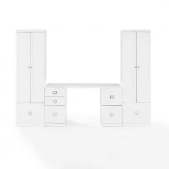 Harper 106 in. Rectangular White Executive Desk with Storage Cabinets by CROSLEY FURNITURE -Deals CROSLEY FURNITURE Store white crosley furniture executive desks kf65011wh c3 1000