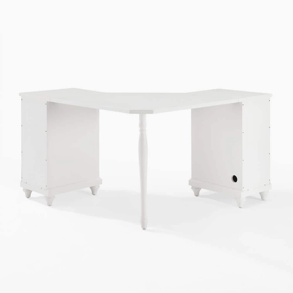 Palmetto 50.56 in. Corner White 4-Drawer Executive Desk by CROSLEY FURNITURE 8 Palmetto 50.56 in. Corner White 4-Drawer Executive Desk by CROSLEY FURNITURE - Image 6