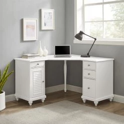 Palmetto 50.56 in. Corner White 4-Drawer Executive Desk by CROSLEY FURNITURE 15 Palmetto 50.56 in. Corner White 4-Drawer Executive Desk by CROSLEY FURNITURE -Deals CROSLEY FURNITURE Store white crosley furniture executive desks kf65012wh 31 1000
