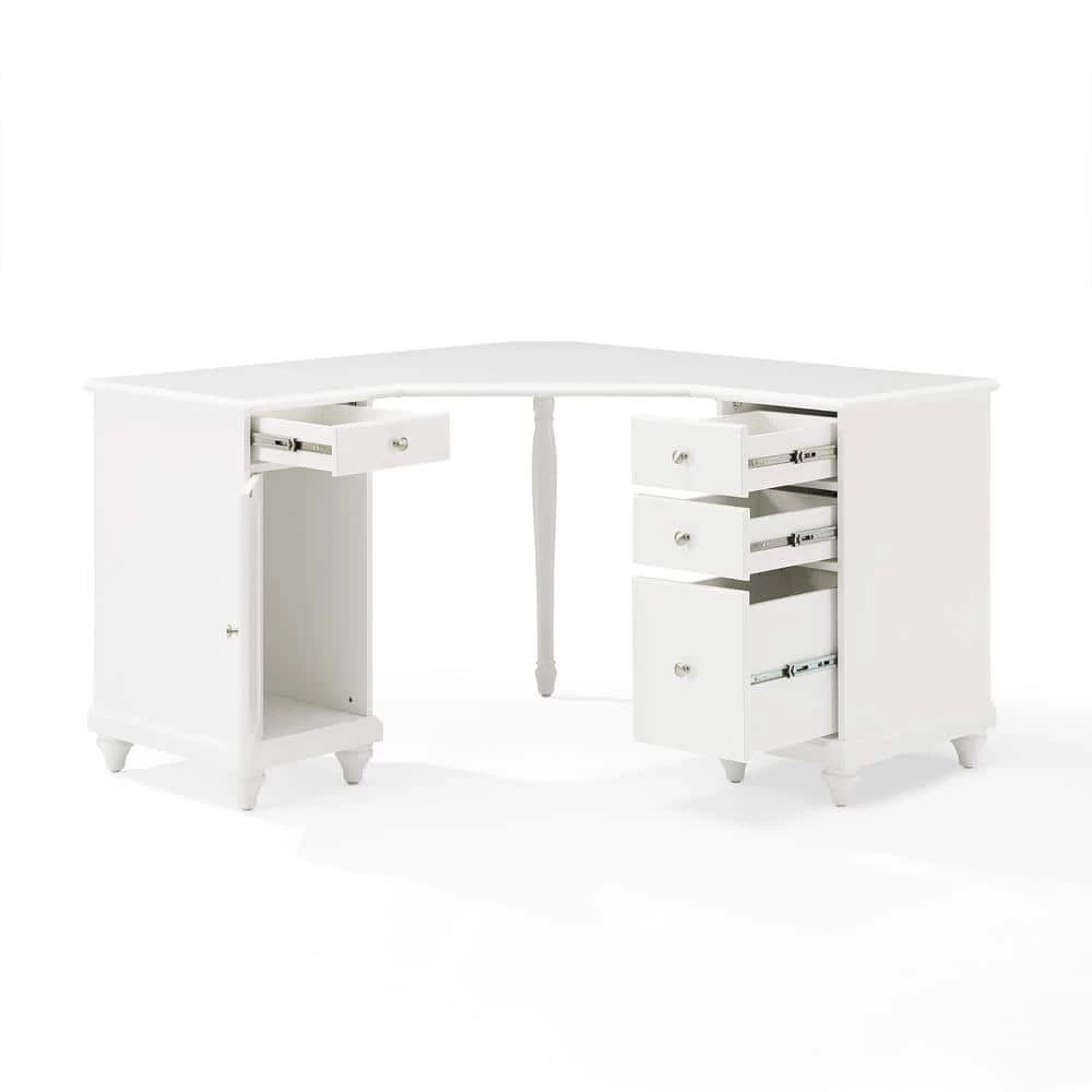 Palmetto 50.56 in. Corner White 4-Drawer Executive Desk by CROSLEY FURNITURE 7 Palmetto 50.56 in. Corner White 4-Drawer Executive Desk by CROSLEY FURNITURE - Image 5