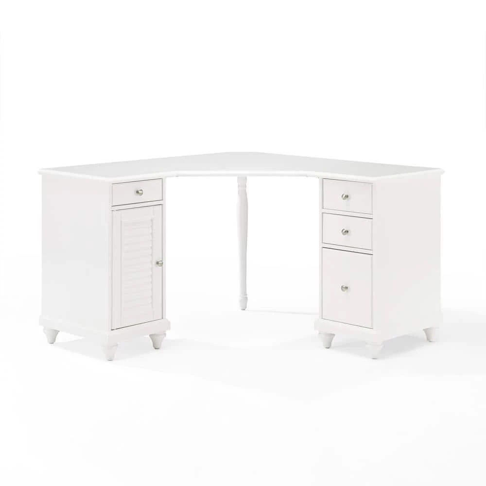 Palmetto 50.56 in. Corner White 4-Drawer Executive Desk by CROSLEY FURNITURE 3 Palmetto 50.56 in. Corner White 4-Drawer Executive Desk by CROSLEY FURNITURE