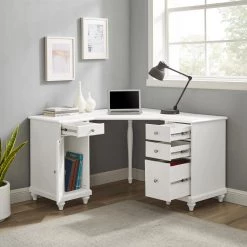 Palmetto 50.56 in. Corner White 4-Drawer Executive Desk by CROSLEY FURNITURE 11 Palmetto 50.56 in. Corner White 4-Drawer Executive Desk by CROSLEY FURNITURE -Deals CROSLEY FURNITURE Store white crosley furniture executive desks kf65012wh 77 1000