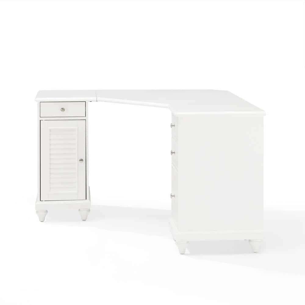Palmetto 50.56 in. Corner White 4-Drawer Executive Desk by CROSLEY FURNITURE 6 Palmetto 50.56 in. Corner White 4-Drawer Executive Desk by CROSLEY FURNITURE - Image 4