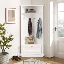 Ellison White Corner Hall Tree by CROSLEY FURNITURE -Deals CROSLEY FURNITURE Store white crosley furniture hall trees cf6038 wh 31 1000