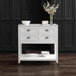 Connell White Kitchen Cart with Faux Marble Top by CROSLEY FURNITURE 17 Connell White Kitchen Cart with Faux Marble Top by CROSLEY FURNITURE -Deals CROSLEY FURNITURE Store white crosley furniture kitchen carts cf3036wm wh 31 1000
