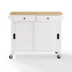 Laurel White Kitchen Island by CROSLEY FURNITURE