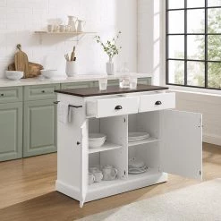 Shoreline White Kitchen Island with Wood Top by CROSLEY FURNITURE -Deals CROSLEY FURNITURE Store white crosley furniture kitchen islands cf3038br wh 1f 1000