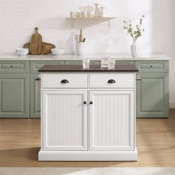 Shoreline White Kitchen Island with Wood Top by CROSLEY FURNITURE -Deals CROSLEY FURNITURE Store white crosley furniture kitchen islands cf3038br wh 31 1000