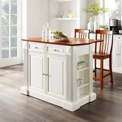 Coventry White Drop Leaf Kitchen Island with School House Stools by CROSLEY FURNITURE -Deals CROSLEY FURNITURE Store white crosley furniture kitchen islands kf300072wh 1f 1000