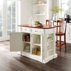 Coventry White Drop Leaf Kitchen Island with School House Stools by CROSLEY FURNITURE -Deals CROSLEY FURNITURE Store white crosley furniture kitchen islands kf300072wh 44 1000
