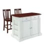 Coventry White Drop Leaf Kitchen Island with School House Stools by CROSLEY FURNITURE