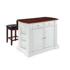 Coventry White Kitchen Island with Stools by CROSLEY FURNITURE