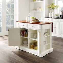Coventry White Kitchen Island with Cherry Drop Leaf Top by CROSLEY FURNITURE -Deals CROSLEY FURNITURE Store white crosley furniture kitchen islands kf30007wh 1f 1000