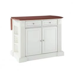 Coventry White Kitchen Island with Cherry Drop Leaf Top by CROSLEY FURNITURE