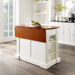 Coventry White Kitchen Island with Cherry Drop Leaf Top by CROSLEY FURNITURE -Deals CROSLEY FURNITURE Store white crosley furniture kitchen islands kf30007wh fa 1000