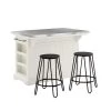 Julia White Kitchen Island with Stools by CROSLEY FURNITURE