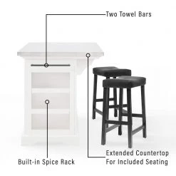 Julia Black Kitchen Island with Saddle Stools by CROSLEY FURNITURE -Deals CROSLEY FURNITURE Store white crosley furniture kitchen islands kf30062wh bk 44 1000