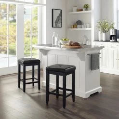 Julia White Kitchen Island with Square Stools by CROSLEY FURNITURE 7 Julia White Kitchen Island with Square Stools by CROSLEY FURNITURE -Deals CROSLEY FURNITURE Store white crosley furniture kitchen islands kf30063wh bk 31 1000
