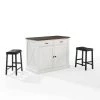 Clifton White Kitchen Island with Saddle Stools by CROSLEY FURNITURE