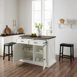 Clifton White Kitchen Island with Saddle Stools by CROSLEY FURNITURE 10 Clifton White Kitchen Island with Saddle Stools by CROSLEY FURNITURE -Deals CROSLEY FURNITURE Store white crosley furniture kitchen islands kf30071wh bk 77 1000
