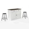 Clifton White Kitchen Island with Ava Stools by CROSLEY FURNITURE -Deals CROSLEY FURNITURE Store white crosley furniture kitchen islands kf30072wh bk 64 1000