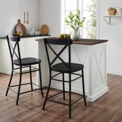 Clifton White Kitchen Island with Camille Stools by CROSLEY FURNITURE -Deals CROSLEY FURNITURE Store white crosley furniture kitchen islands kf30073wh bk 31 1000