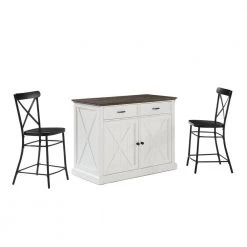 Clifton White Kitchen Island with Camille Stools by CROSLEY FURNITURE