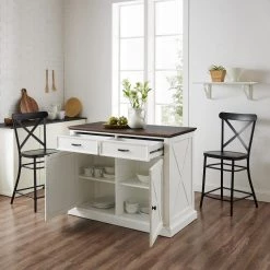 Clifton White Kitchen Island with Camille Stools by CROSLEY FURNITURE -Deals CROSLEY FURNITURE Store white crosley furniture kitchen islands kf30073wh bk 77 1000