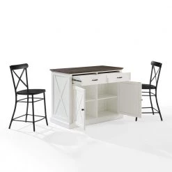 Clifton White Kitchen Island with Camille Stools by CROSLEY FURNITURE -Deals CROSLEY FURNITURE Store white crosley furniture kitchen islands kf30073wh bk c3 1000