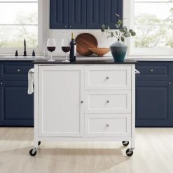 Soren White Kitchen Island with Black Granite Top by CROSLEY FURNITURE