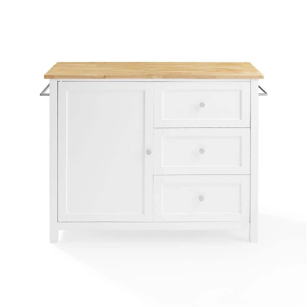 Soren White Kitchen Island with Natural Wood Top by CROSLEY FURNITURE 7 Soren White Kitchen Island with Natural Wood Top by CROSLEY FURNITURE - Image 5