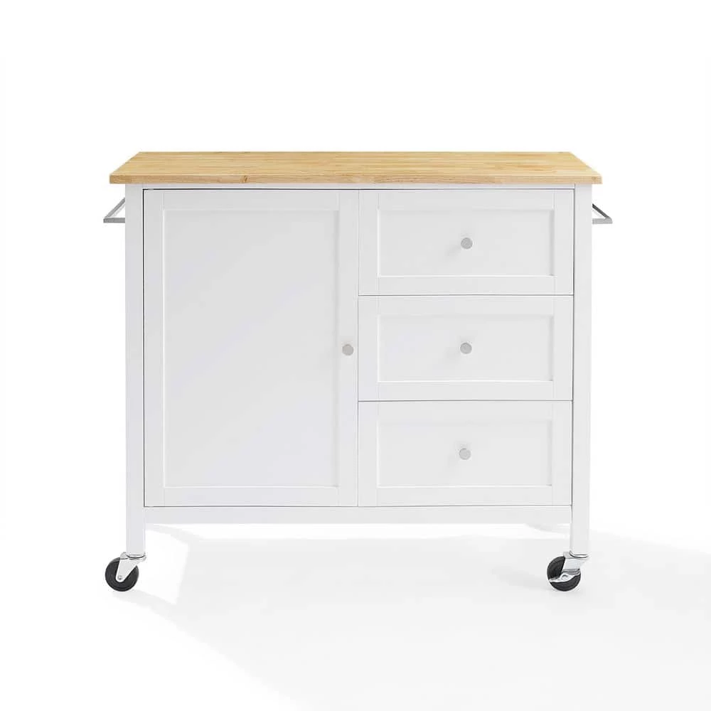Soren White Kitchen Island with Natural Wood Top by CROSLEY FURNITURE 5 Soren White Kitchen Island with Natural Wood Top by CROSLEY FURNITURE - Image 3