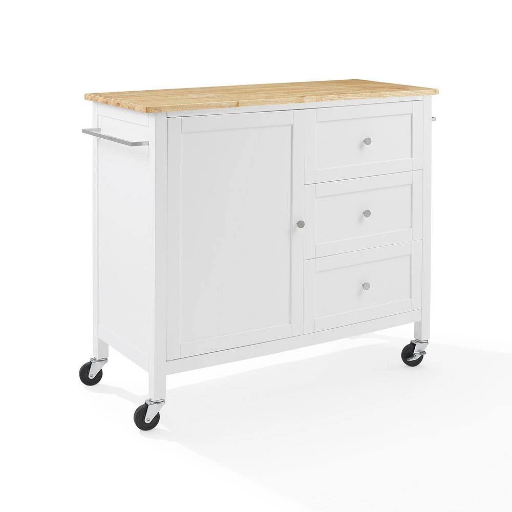 Soren White Kitchen Island with Natural Wood Top by CROSLEY FURNITURE 9 Soren White Kitchen Island with Natural Wood Top by CROSLEY FURNITURE - Image 7