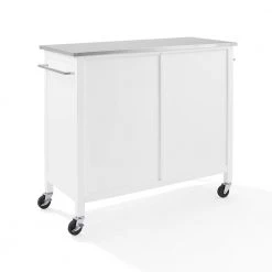 Soren White Kitchen Island with Stainless Steel Top by CROSLEY FURNITURE -Deals CROSLEY FURNITURE Store white crosley furniture kitchen islands kf30090ss wh 1f 1000
