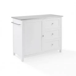 Soren White Kitchen Island with Stainless Steel Top by CROSLEY FURNITURE -Deals CROSLEY FURNITURE Store white crosley furniture kitchen islands kf30090ss wh 44 1000