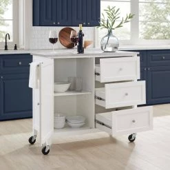 Soren White Kitchen Island with Stainless Steel Top by CROSLEY FURNITURE -Deals CROSLEY FURNITURE Store white crosley furniture kitchen islands kf30090ss wh 76 1000