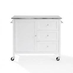 Soren White Kitchen Island with Stainless Steel Top by CROSLEY FURNITURE -Deals CROSLEY FURNITURE Store white crosley furniture kitchen islands kf30090ss wh c3 1000