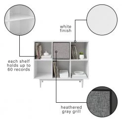 Liam White Record Storage Bookcase with Speaker by CROSLEY FURNITURE 14 Liam White Record Storage Bookcase with Speaker by CROSLEY FURNITURE -Deals CROSLEY FURNITURE Store white crosley furniture media storage kf13120wh bk 44 1000