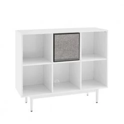 Liam White Record Storage Bookcase with Speaker by CROSLEY FURNITURE